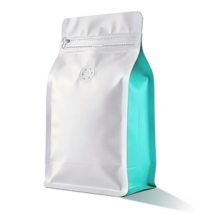 Coffee Bags with Valve Vented Coffee Beans Packaging Bags High Barrier Aluminumed Foil Flat Bottom Heat Sealed Side Zipper Resealable Storage Bag for Home or Business