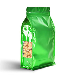 100pcs Mylar Bags for Food Storage，Side window Flat Bottom Stand-Up Smell Proof Bag Resealable，Packaging Freeze Dried Candy Bag Food Storage Bags for Small Business