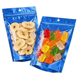 100pcs Mylar Bags for Food Storage,Smell Proof Bag with Window Resealable Stand-up Foil Pouch Packaging Freeze Dried Candy Bag Food Storage Bags for Small Business