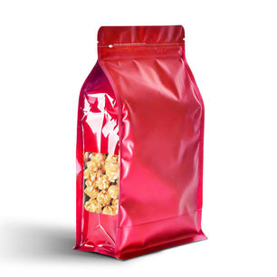 100pcs Mylar Bags for Food Storage，Side window Flat Bottom Stand-Up Smell Proof Bag Resealable，Packaging Freeze Dried Candy Bag Food Storage Bags for Small Business
