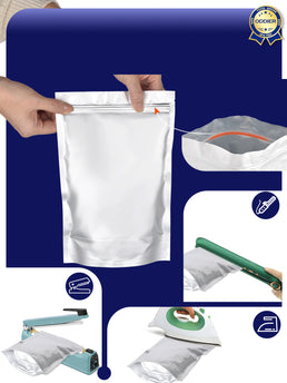 120pcs 1 Quart Mylar Bags for Food Storage, Smell Proof Bags Heat Seal Food Storage Bags，Zipper Bag for Buckets Stand-up Foil Pouch Resealable for Long Term Food Container Sets
