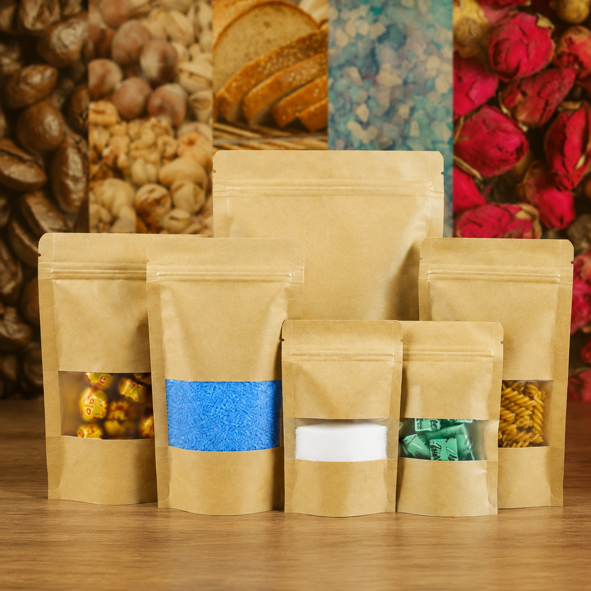 Kraft paper frosted stand-up zipper bag