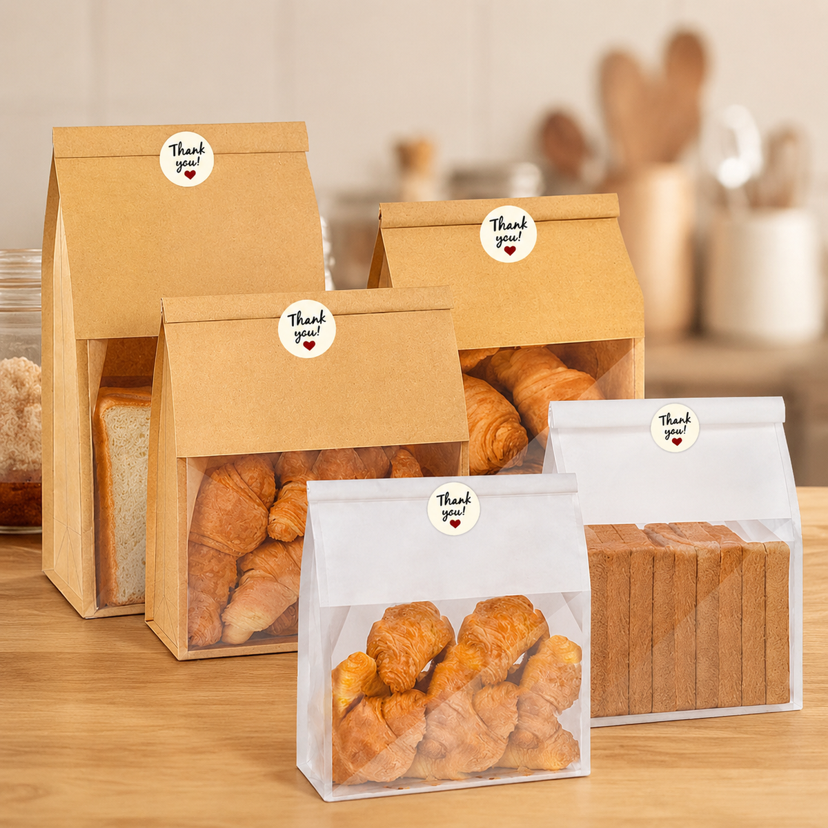 Leather bread bags / white cotton bread bags