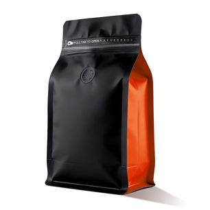 Coffee Bags with Valve(60pcs,16oz,1lb) Vented Coffee Beans Packaging Bags High Barrier Aluminumed Foil Flat Bottom Heat Sealed Side Zipper Resealable Storage Bag for Home or Business（Black+Orange