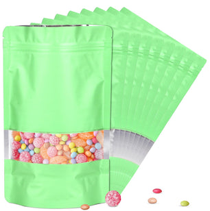 120 Bolsas de Mylar para Almacenamiento de Alimentos, Bolsa a Prueba de Olores con Ventana Mate, Bolsas de Almacenamiento de Alimentos Resellables para Pequeñas Empresas, Embalaje de Bolsas de Aluminio de Pie para Dulces Liofilizados