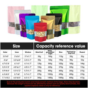 120pcs Mylar Bags for Food Storage,Smell Proof Bag with Matte Window Resealable Food Storage Bags for Small Business, Stand-up Foil Pouch Packaging Freeze Dried Candy Bag